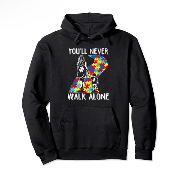 Autism Hoodie (Black) “You’ll Never Walk Alone” NWT 🧩 - Picture 1 of 4